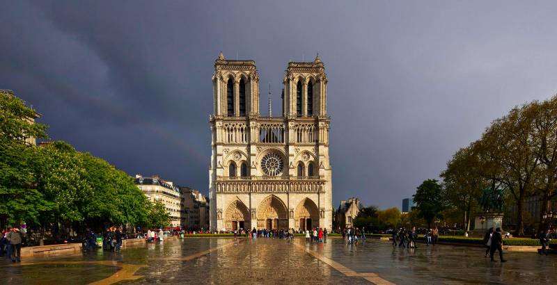 Notre dame de paris sous temps de pluie à Paris